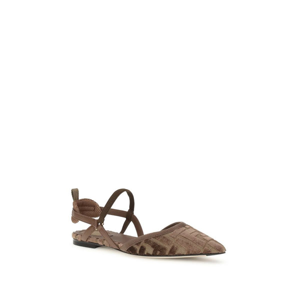 Braune Polyamid-Ballerinas