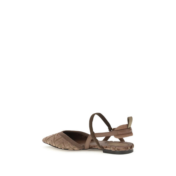 Braune Polyamid-Ballerinas
