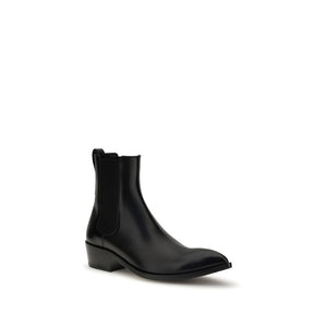 Schwarze Kalbshaut-Stiefeletten im Chelsea-Stil aus Bos Taurus-Leder