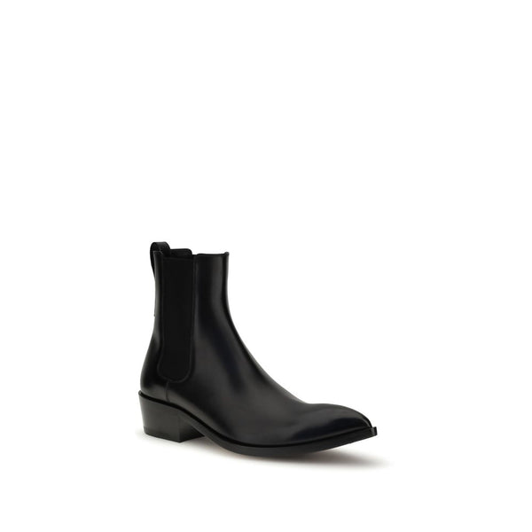 Schwarze Kalbshaut-Stiefeletten im Chelsea-Stil aus Bos Taurus-Leder