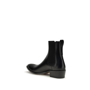 Schwarze Kalbshaut-Stiefeletten im Chelsea-Stil aus Bos Taurus-Leder