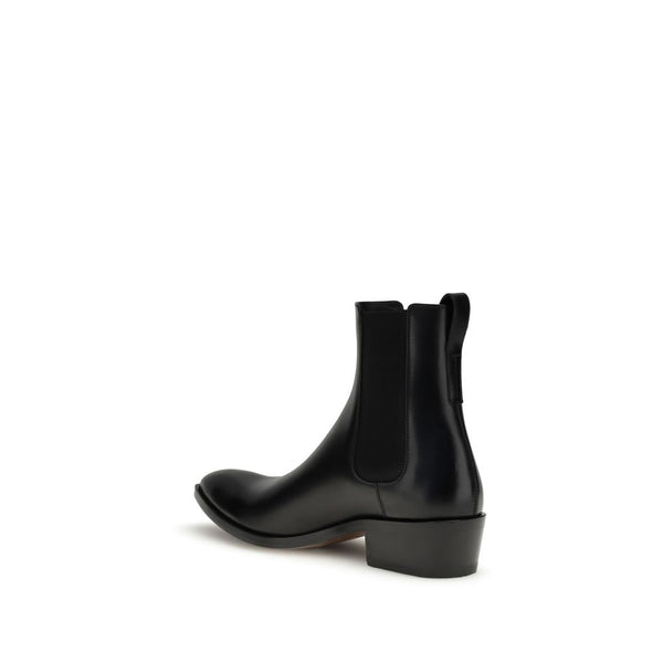 Schwarze Kalbshaut-Stiefeletten im Chelsea-Stil aus Bos Taurus-Leder