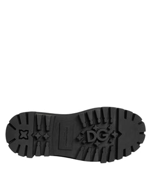 Derby-Schuhe aus schwarzem Leder mit Juwelen und Kristallen