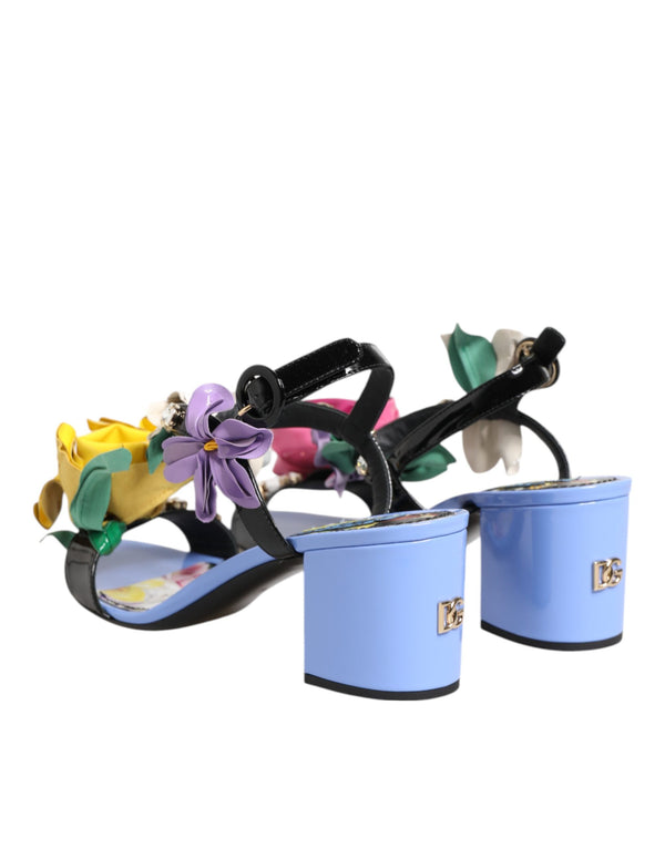 Multicolor Floral Appliqué Kristall Sandale Schuhe