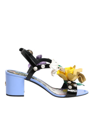 Multicolor Floral Appliqué Kristall Sandale Schuhe