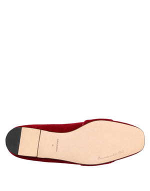 Rot Samt Kristall Schnalle Loafers Flats Schuhe