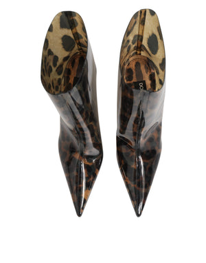 Leopard Print PVC Stiefel Schuhe mit spitzer Zehe