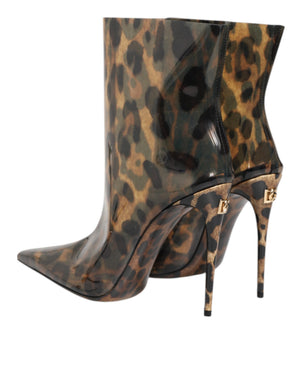 Leopard Print PVC Stiefel Schuhe mit spitzer Zehe