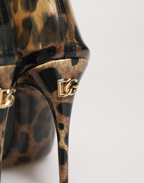 Leopard Print PVC Stiefel Schuhe mit spitzer Zehe