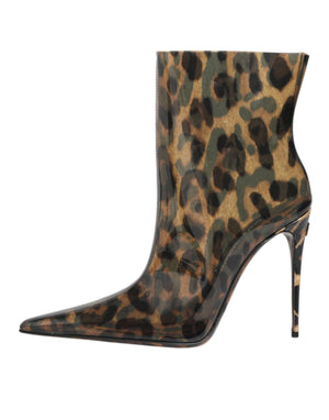Leopard Print PVC Stiefel Schuhe mit spitzer Zehe