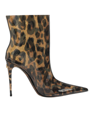 Leopard Print PVC Stiefel Schuhe mit spitzer Zehe