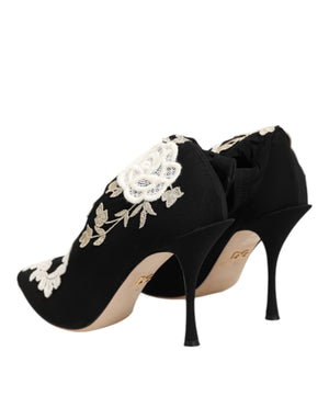 Schwarz Weiß Bestickte Jersey Stiletto Stiefel Schuhe