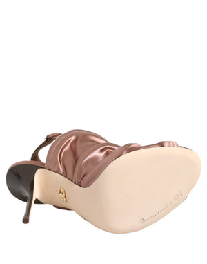 Bronze Satin gerüscht Slingback Sandalen Schuhe