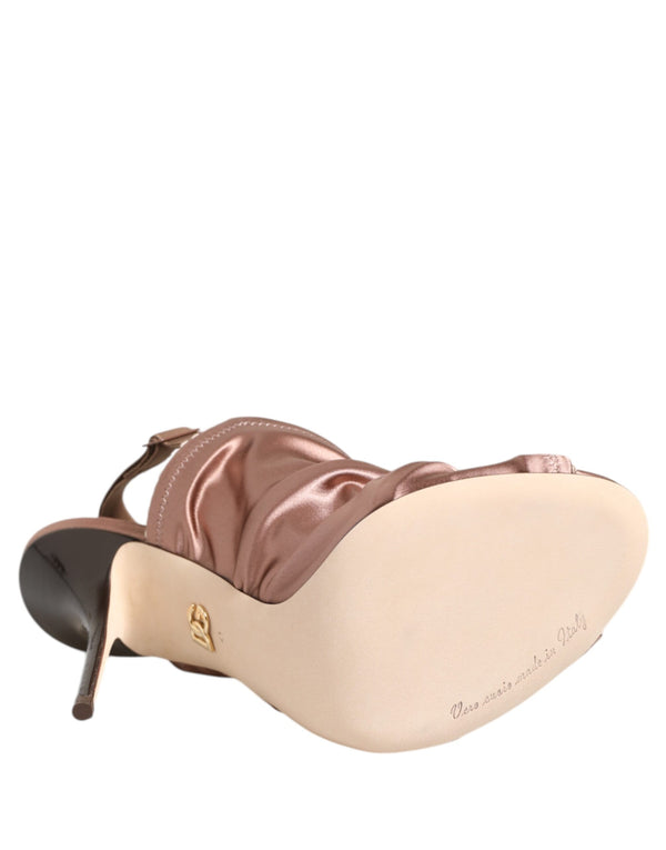 Bronze Satin gerüscht Slingback Sandalen Schuhe