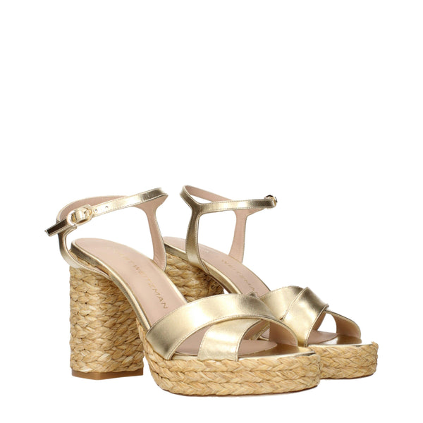 Goldene Leder-Plateau-Sandalen