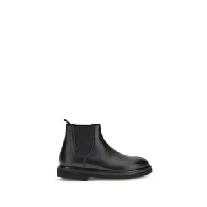 Schwarze Kalbshaut-Stiefeletten im Chelsea-Stil aus Bos Taurus-Leder