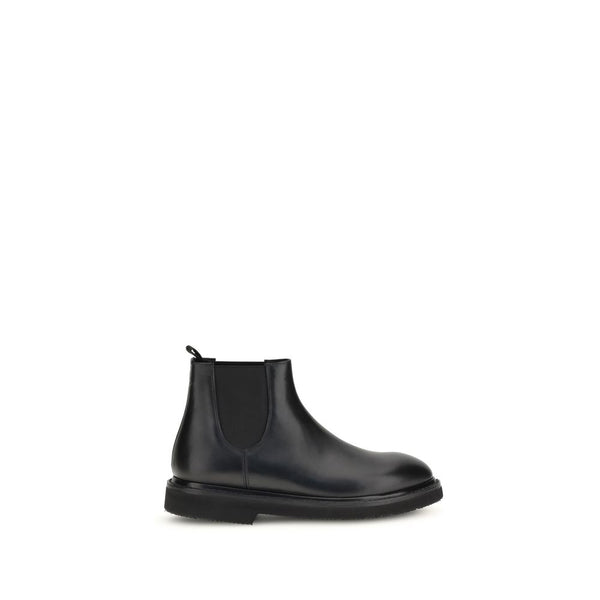 Schwarze Kalbshaut-Stiefeletten im Chelsea-Stil aus Bos Taurus-Leder
