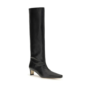 Schwarze Kalbshaut Bos Taurus High Heel Stiefel