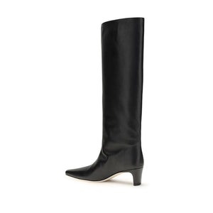 Schwarze Kalbshaut Bos Taurus High Heel Stiefel