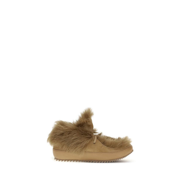 Beigefarbene Leder-Stiefeletten