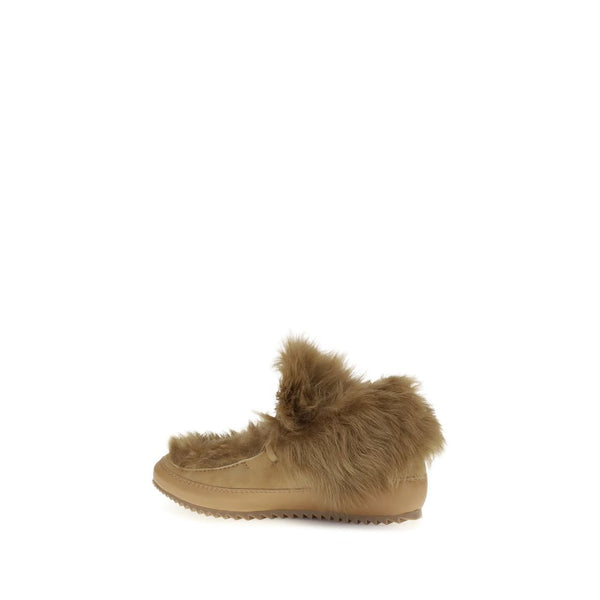 Beigefarbene Leder-Stiefeletten