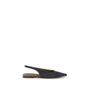 Blaue Baumwoll-Ballerinas