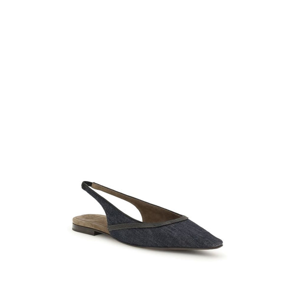 Blaue Baumwoll-Ballerinas