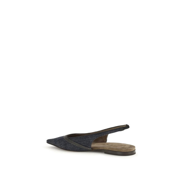 Blaue Baumwoll-Ballerinas