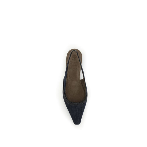 Blaue Baumwoll-Ballerinas