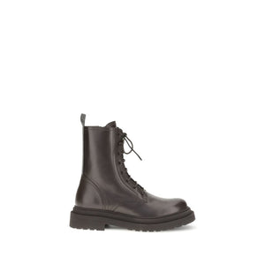 Braune Leder-Schnürstiefel