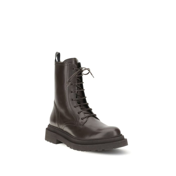Braune Leder-Schnürstiefel