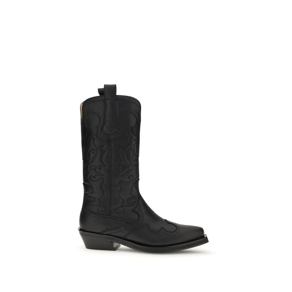 Schwarze Stiefel aus recyceltem Leder