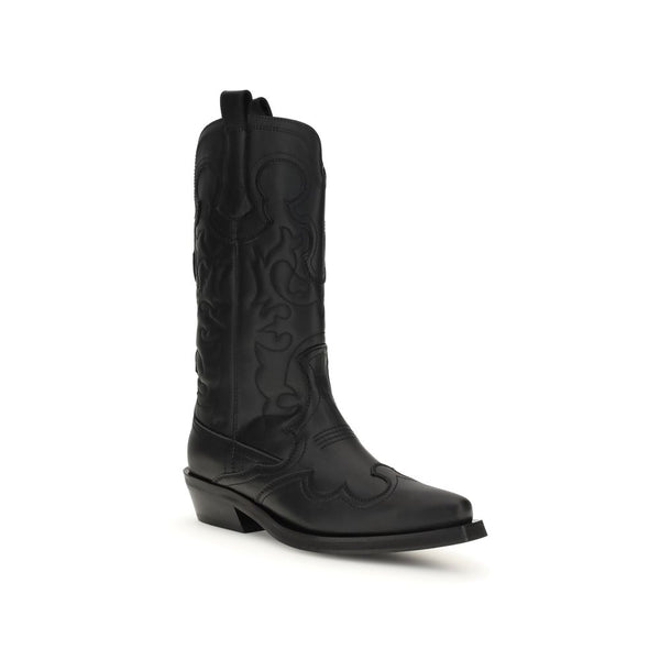 Schwarze Stiefel aus recyceltem Leder