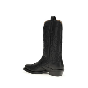 Schwarze Stiefel aus recyceltem Leder