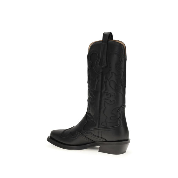 Schwarze Stiefel aus recyceltem Leder