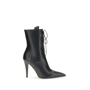 Schwarze Kalbshaut Bos Taurus Schnürstiefel