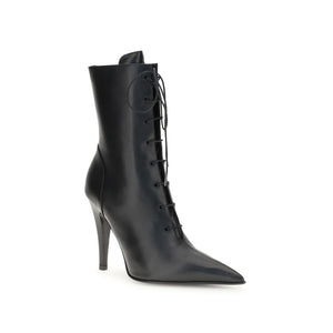Schwarze Kalbshaut Bos Taurus Schnürstiefel