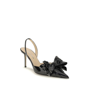Schwarze Leder-Pumps mit hohem Absatz