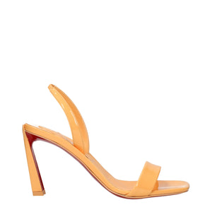Sandaletten mit Stilettoabsatz aus orangefarbenem Leder