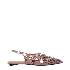 Rosa Leder-Ballett-Flats