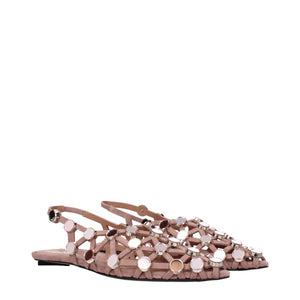 Rosa Leder-Ballett-Flats
