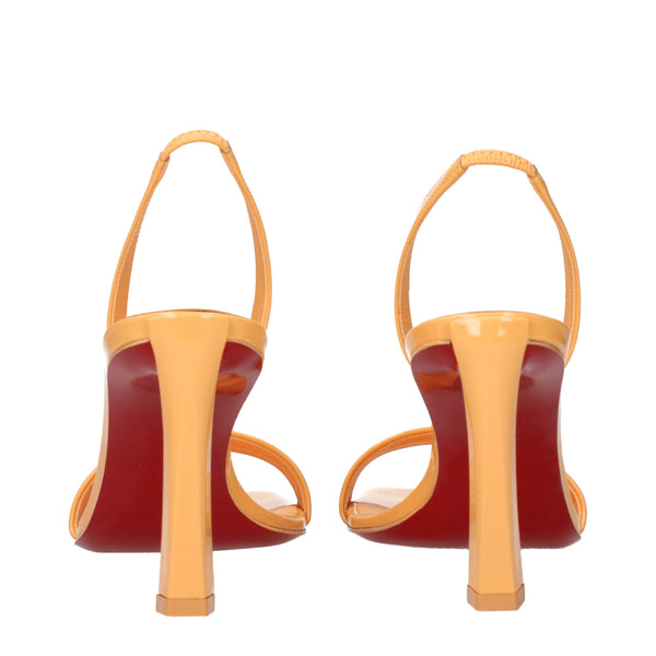 Sandaletten mit Stilettoabsatz aus orangefarbenem Leder