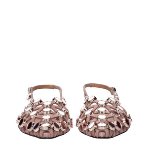 Rosa Leder-Ballett-Flats