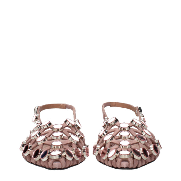 Rosa Leder-Ballett-Flats
