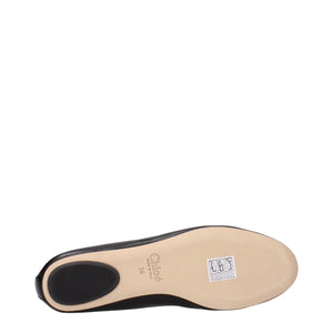 Schwarze Leder-Ballett-Flats