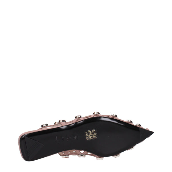 Rosa Leder-Ballett-Flats