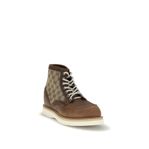 Braune Leder-Schnürstiefel