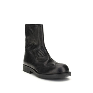 Schwarze Leder-Stiefeletten