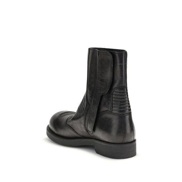 Schwarze Leder-Stiefeletten