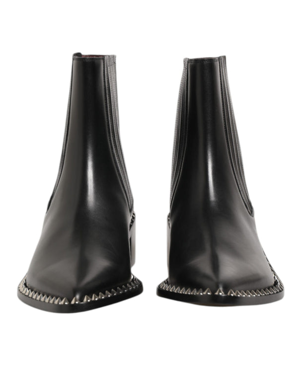 Schwarzes Leder Nieten Männer kurze Stiefel Schuhe